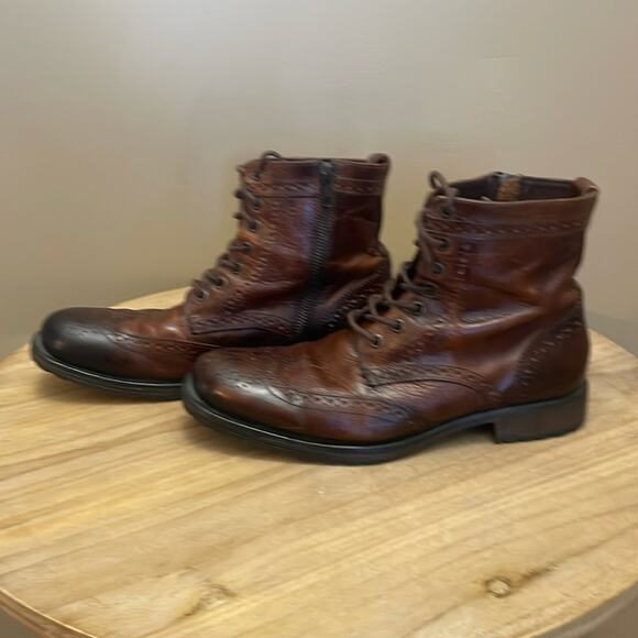 Aston Grey Size 8.5 Cable Brown Wingtip Boots - Picture 1 of 8